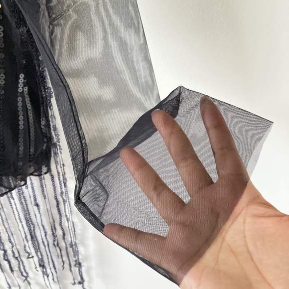 Pre-loved designer Luis Civit Women's Black Sequins Mesh Blouse UK Size 16 - Picture 13 of 17